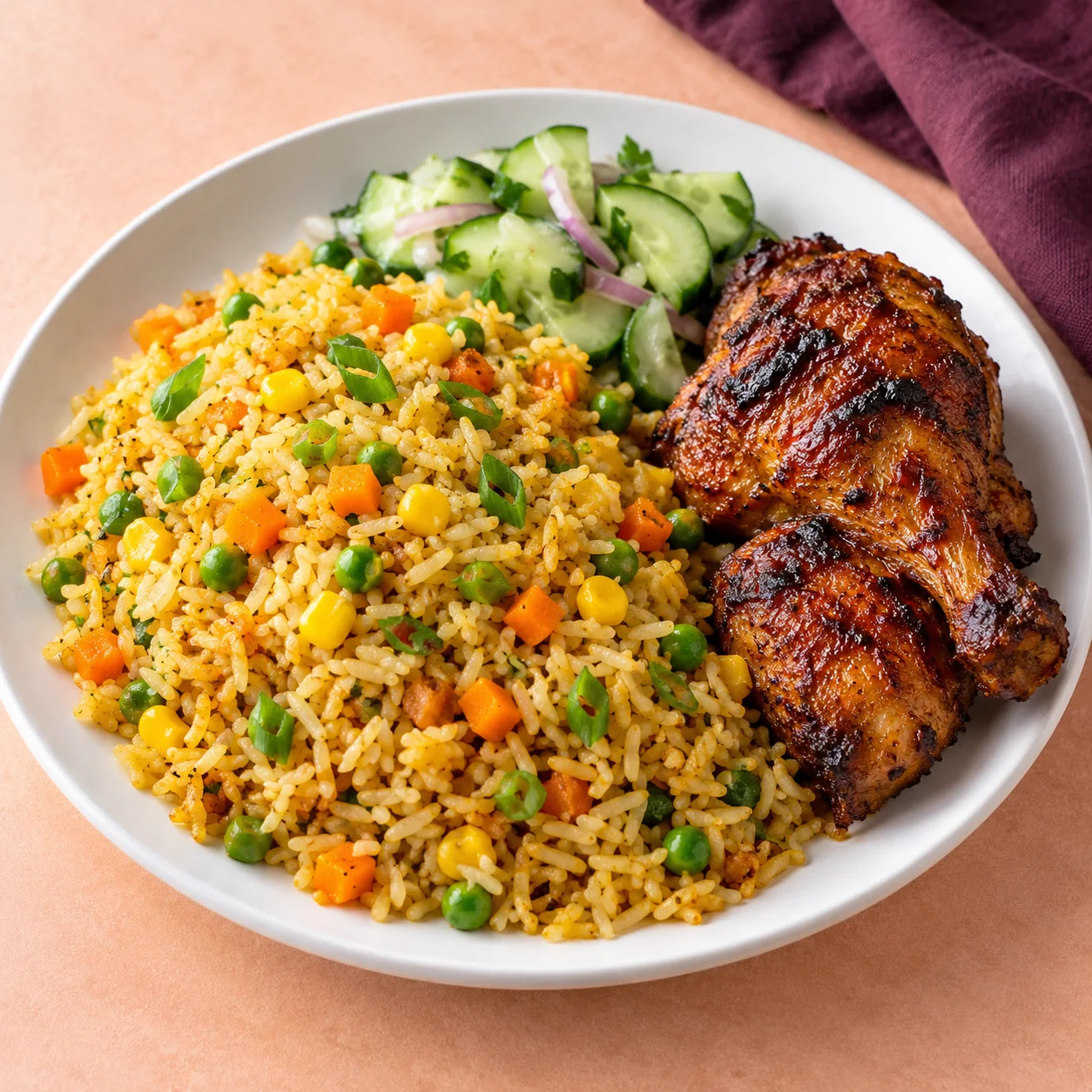 A plate of Ghanaian-style fried rice