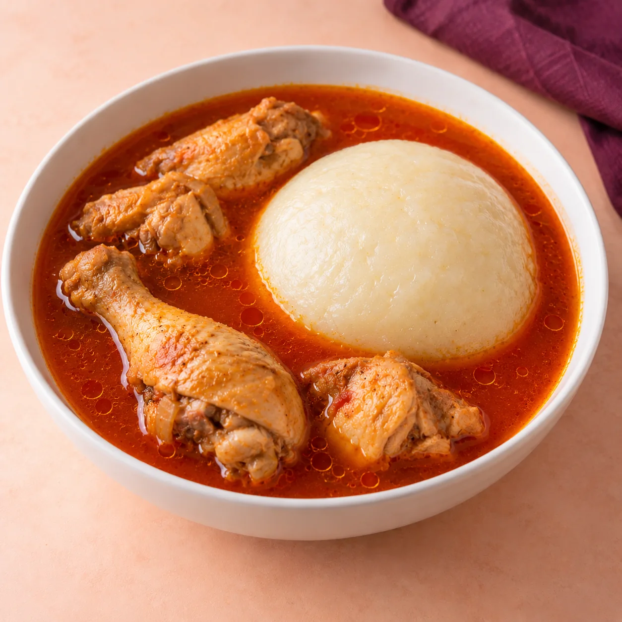 Fufu served with Ghanaian light soup
